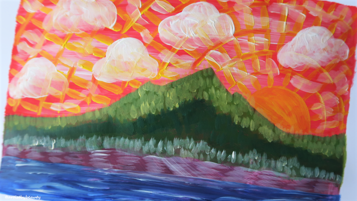 Sunset Clouds Over Volcano Art Acrylic Painting Artist By Beauty